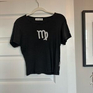 Dark heathered gray Virgo Anthropologie baby t shirt